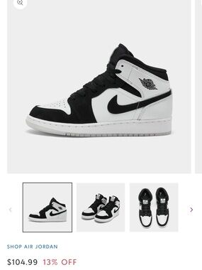Nike Black and White Air Jordan 1 Mid Sneakers Diamond Collection